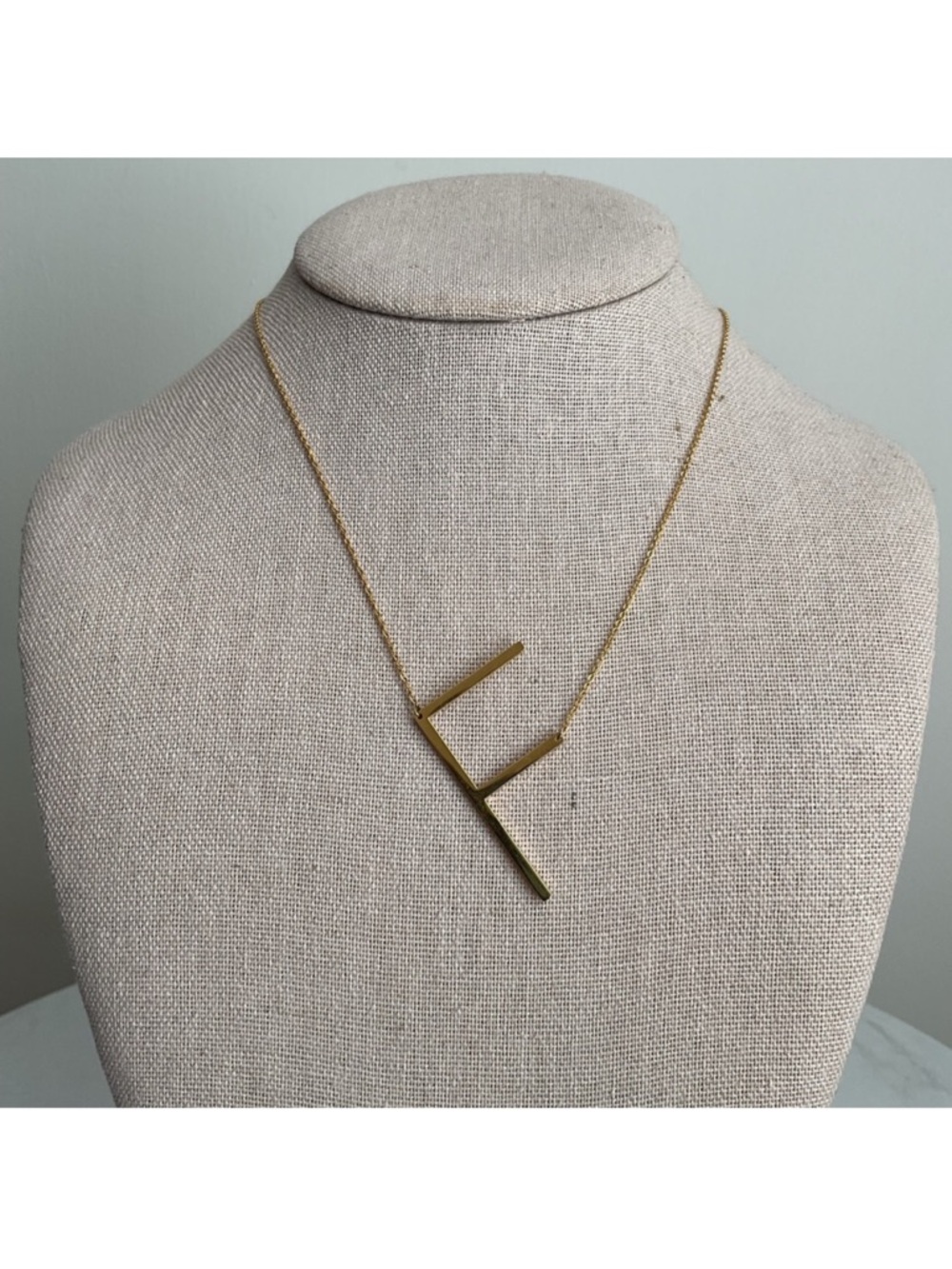 Anthropologie x Eloise Large “F” Monogram Pendant Necklace Gold